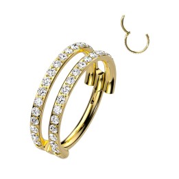 Anneau d’oreille doré titane zircons – Hélix & Conch