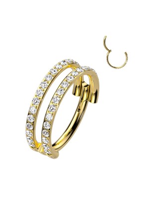 Anneau d’oreille doré titane zircons – Hélix & Conch