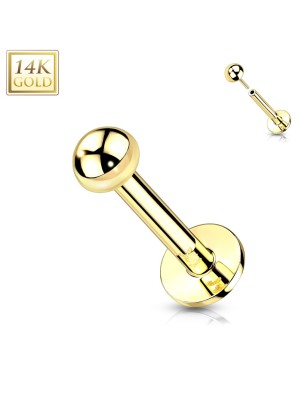 Labret oreille or jaune 14K push-in boule | Piercing chic