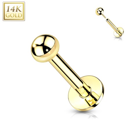 Labret oreille or jaune 14K push-in boule | Piercing chic
