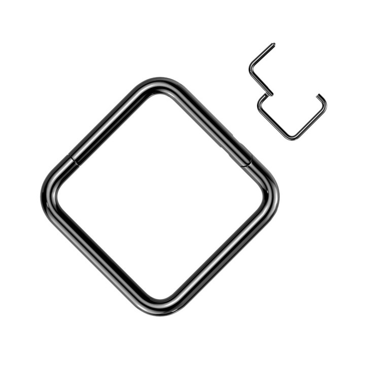 Anneau carré noir en titane – Septum & cartilage