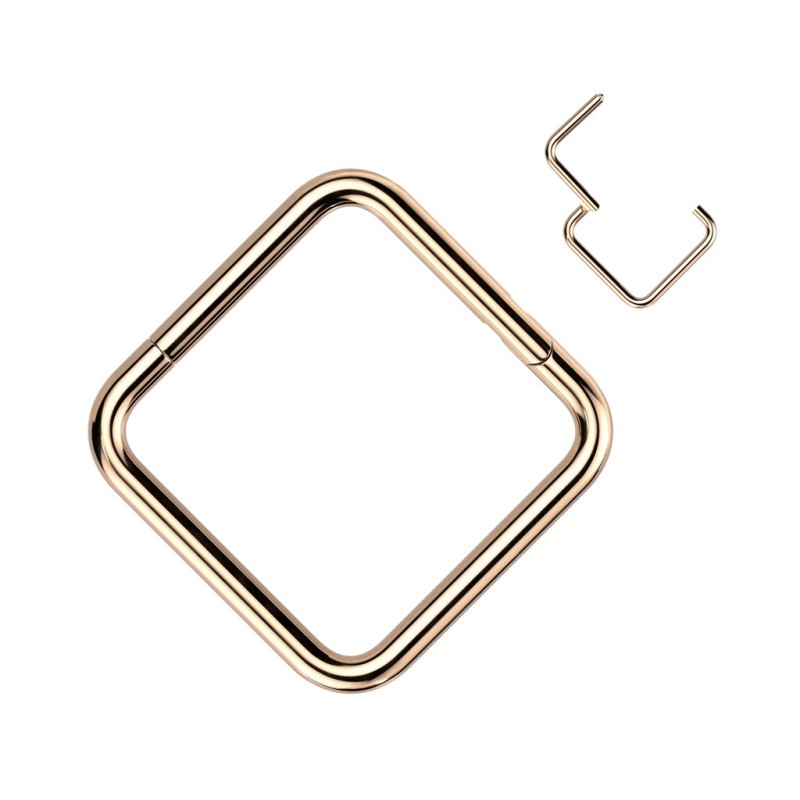 Piercing anneau carré en titane rose gold