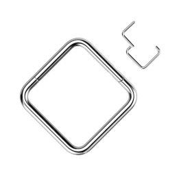 Anneau carré argenté en titane – Septum & cartilage