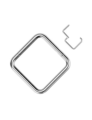 Anneau carré argenté en titane – Septum & cartilage