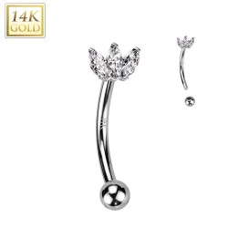 Piercing arcade or blanc 14K couronne zircons | Bijou raffiné