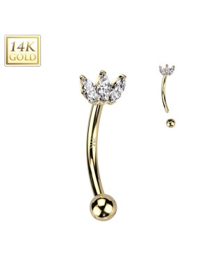 Piercing arcade or jaune 14K couronne zircons | Bijou élégant