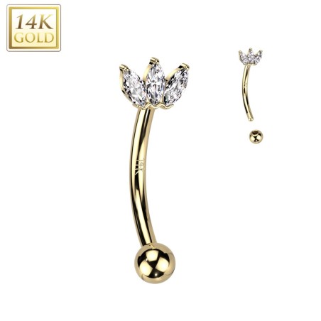 Piercing arcade or jaune 14K couronne zircons | Bijou élégant