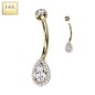 Piercing nombril goutte or jaune 14 carats Piercing nombril goutte or jaune 14 carats