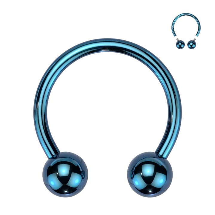 Fer à cheval en titane bleu – piercing daith septum interne