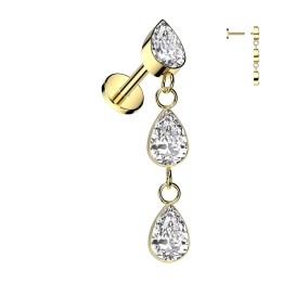 Piercing oreille titane doré gouttes – Helix & Lobe