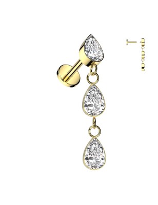 Piercing oreille titane doré gouttes – Helix & Lobe