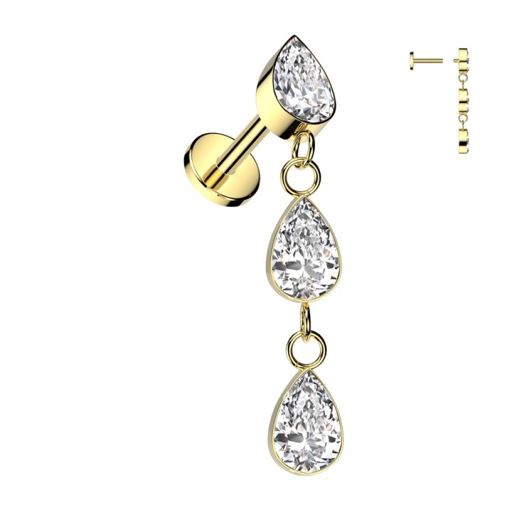 Piercing oreille titane doré gouttes – Helix & Lobe