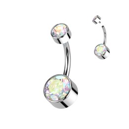 Piercing nombril titane cristaux Aurore Boréale – Hypoallergénique