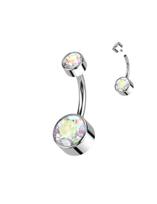 Piercing nombril titane cristaux Aurore Boréale – Hypoallergénique