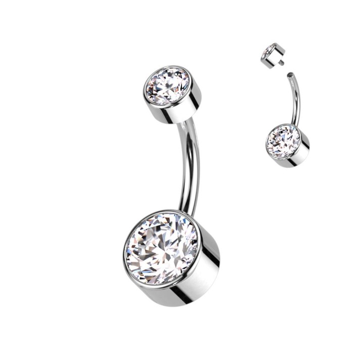 Piercing nombril titane cristaux blancs – Hypoallergénique
