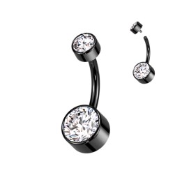Piercing nombril titane noir cristaux blancs – Élégant & durable