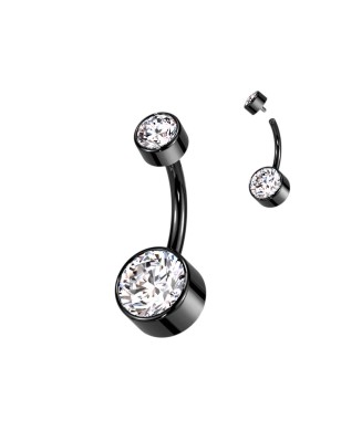 Piercing nombril titane noir cristaux blancs – Élégant & durable