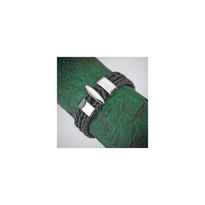 Bracelet cuir noir 4 cordes