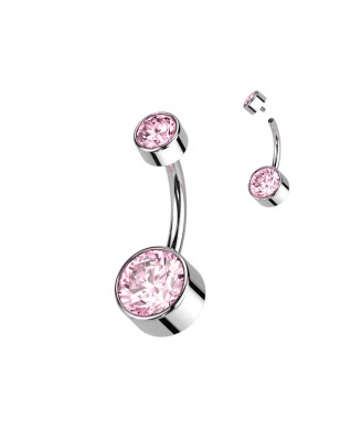 Piercing nombril titane cristaux roses – Hypoallergénique