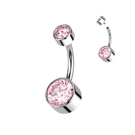 Piercing nombril titane cristaux roses – Hypoallergénique
