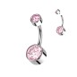 Piercing nombril titane cristaux roses