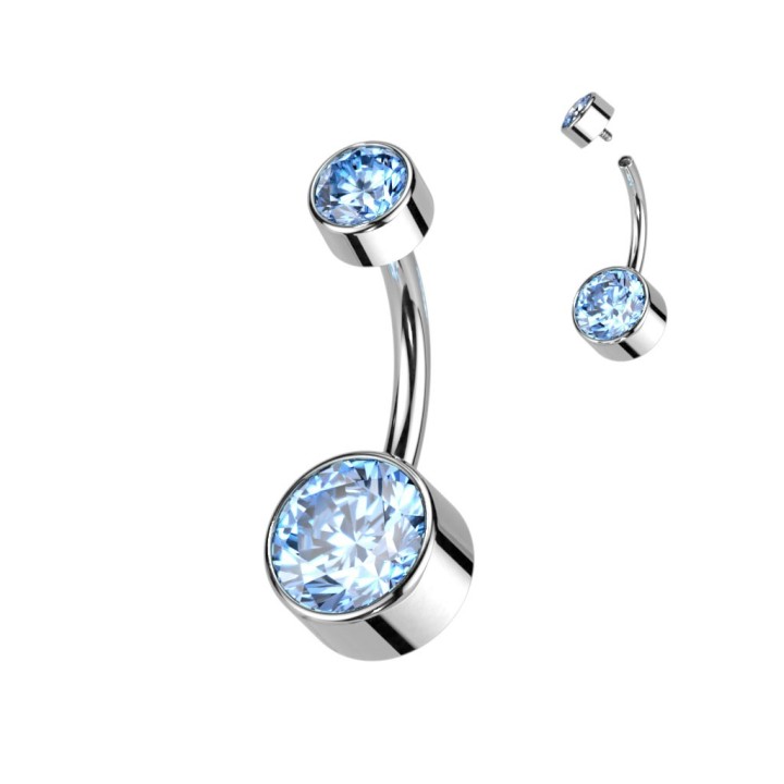 Piercing nombril titane cristaux turquoise – Hypoallergénique