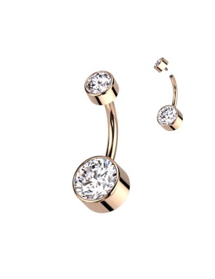 Piercing nombril titane rose gold cristaux blancs – Élégant