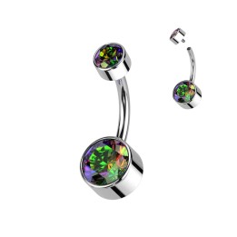 Piercing nombril titane cristaux vitrail mystique – Éclat unique