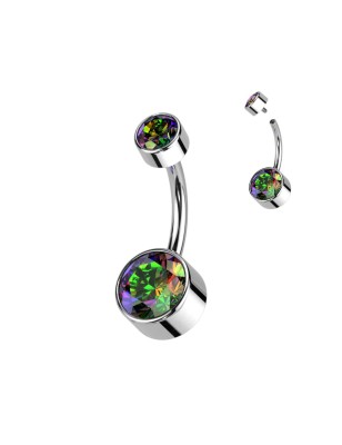 Piercing nombril titane cristaux vitrail mystique – Éclat unique