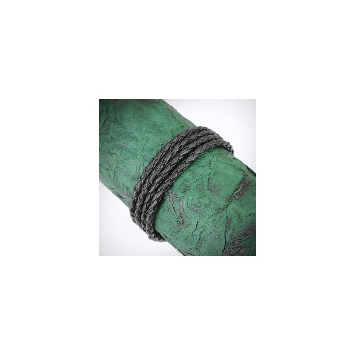 Bracelet cuir noir 4 cordes
