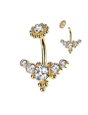 Piercing nombril doré aux zircons – Acier chirurgical