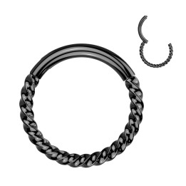 Anneau d’oreille noir tressé – Acier chirurgical 8/10 mm