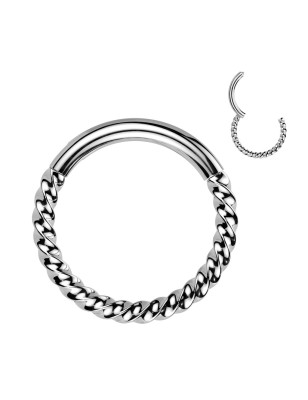 Anneau d’oreille argenté tressé – Acier chirurgical 8/10 mm