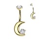 Piercing nombril titane doré croissant de lune