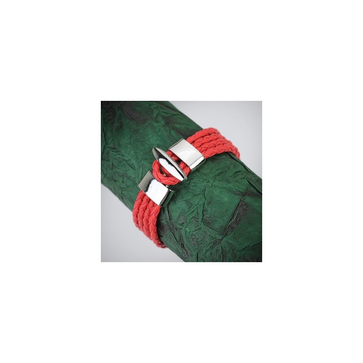 Bracelet cuir rouge 4 cordes