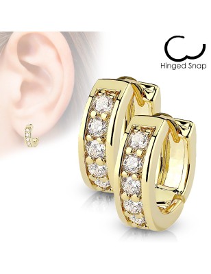 Boucles d’Oreilles Créoles Dorées Femme – Acier & Zirconiums