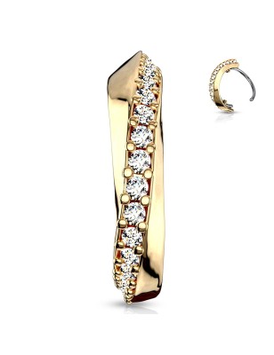 Anneau de nez doré en acier avec strass | Piercing élégant