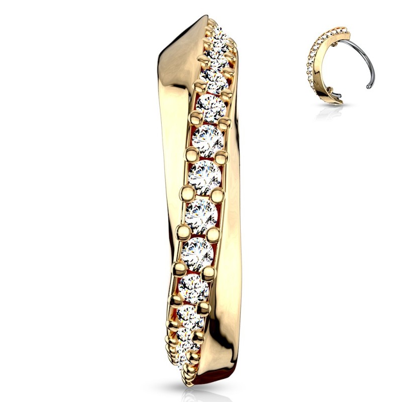 Piercing nez anneau ligne de zircons doré