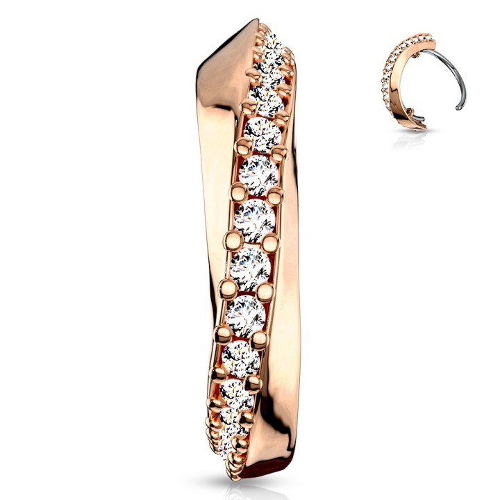 Anneau de nez Rose Gold en acier avec strass | Piercing chic