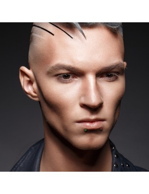 Labret acier œil de serpent vert | Piercing reptilien unique