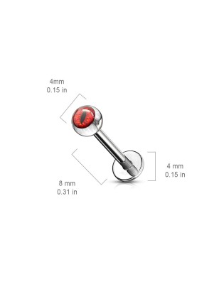 Labret acier œil de serpent rouge | Piercing reptilien intense