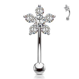 Piercing banane fleur en strass | Acier chirurgical élégant