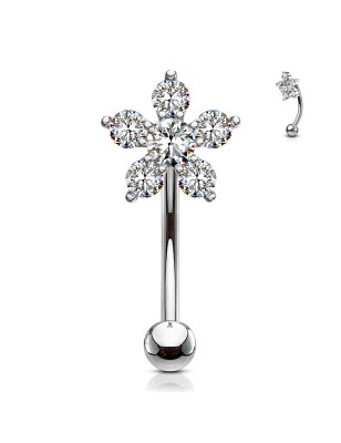 Piercing banane fleur en strass | Acier chirurgical élégant