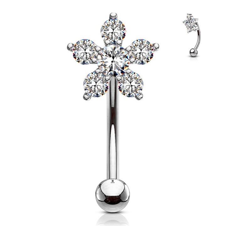 Piercing banane fleur en strass | Acier chirurgical élégant