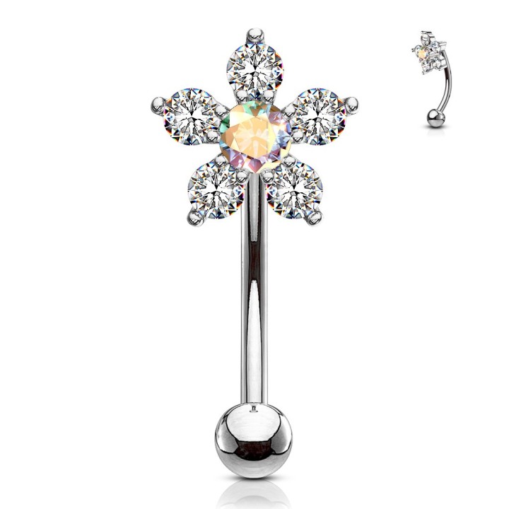 Piercing banane fleur Aurore Boréale | Acier chirurgical