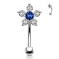 Piercing arcade et rook fleur en zircons bleu Piercing arcade et rook fleur en zircons bleu