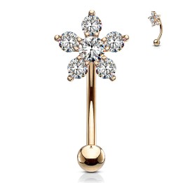 Piercing banane rose gold fleur zircon | Bijou élégant