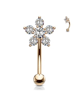 Piercing banane rose gold fleur zircon | Bijou élégant