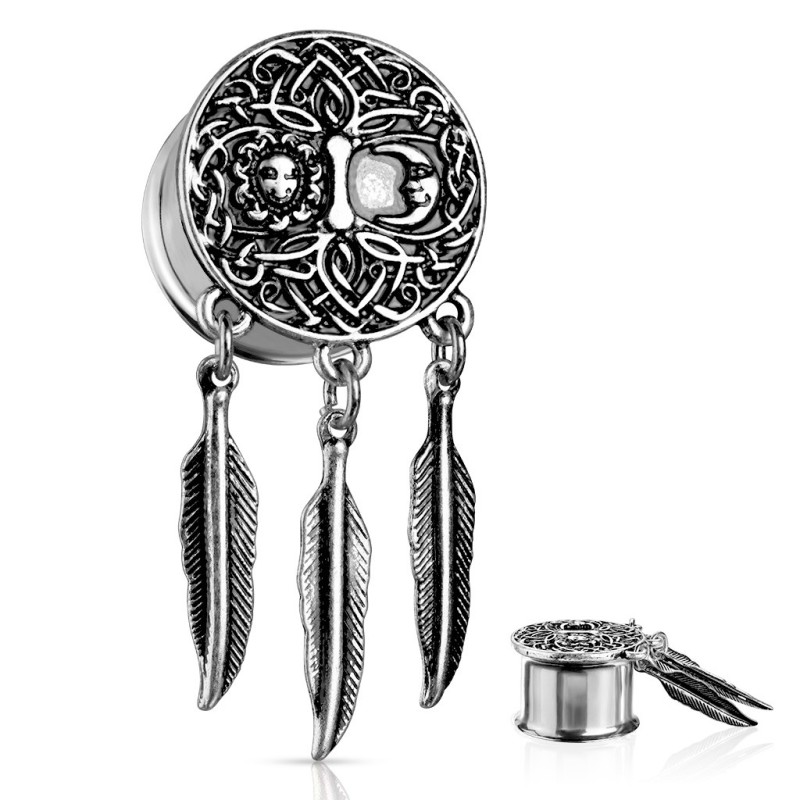 Plug d'oreille en acier bohème soleil et lune Plug d'oreille en acier bohème soleil et lune