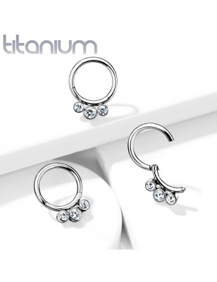 Anneau clicker titane avec zircons | Septum & Daith
